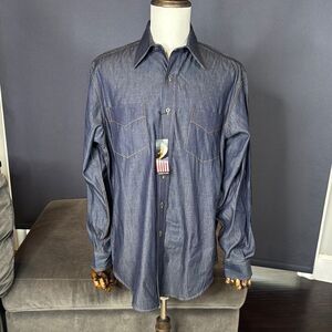 Men's JB Bridge Denim Button-Up Shirt Made in U.S.A Size L NEW